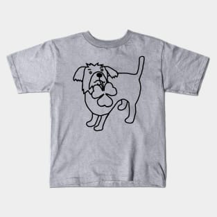 Dog Holding Shamrock Outline for St Patricks Day Kids T-Shirt